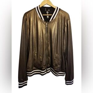EUC Coldesina Metallic Bomber Jacket Plus Bronze Black Lining RARE